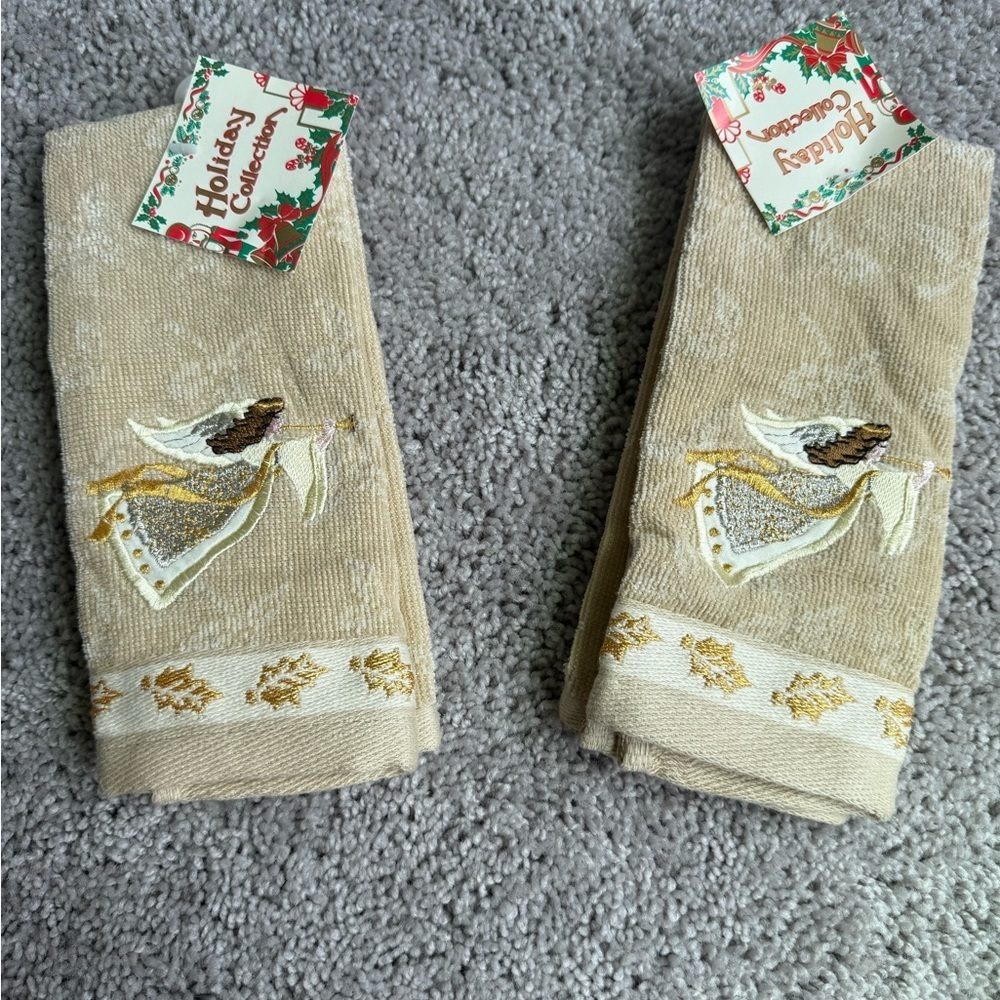 NWT Vintage Christmas Angel Tea Hand Bathroom Towels